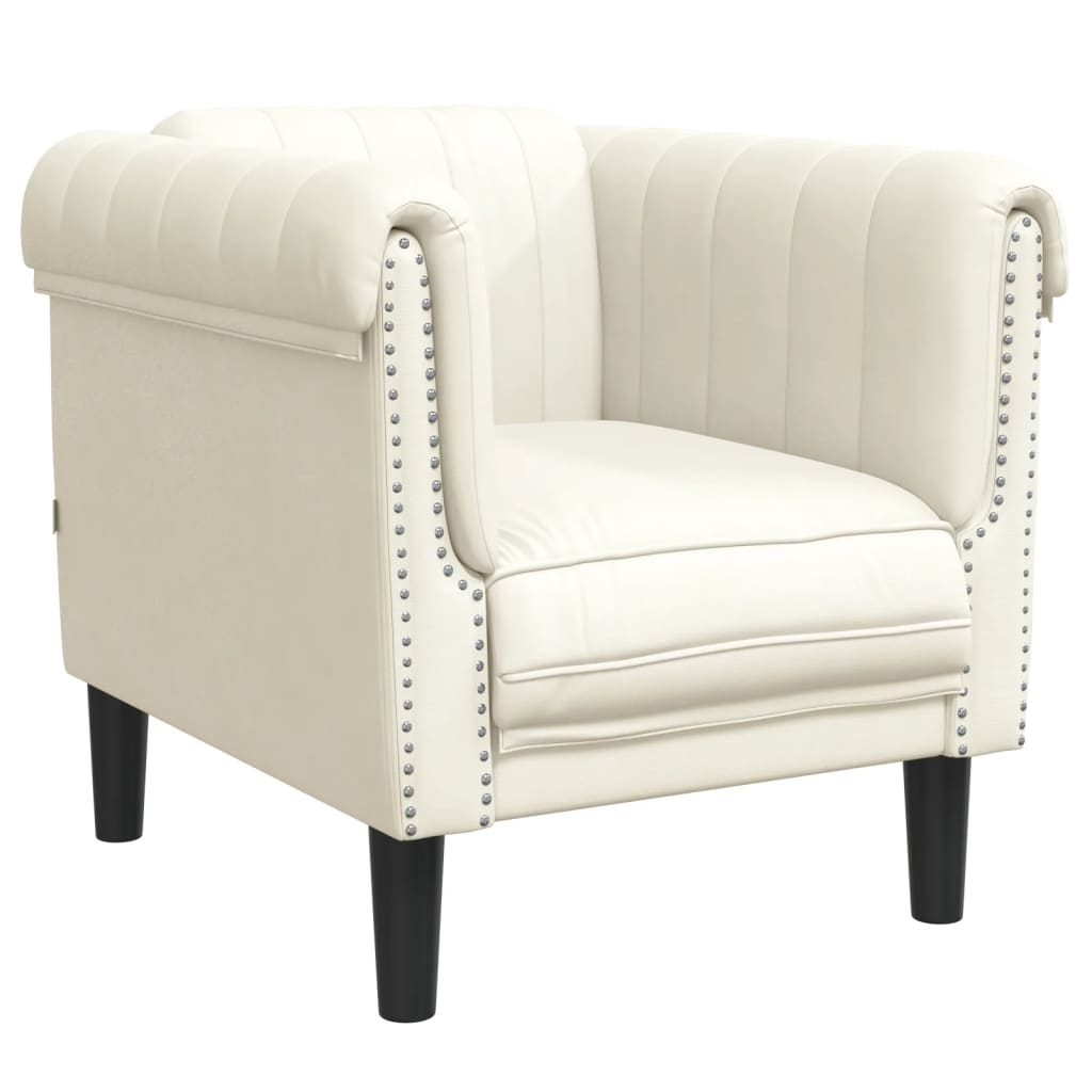 krémszínű bársony kanapéfotel (372572)