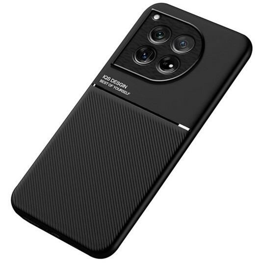 Gigapack OnePlus 12 mágneses, bőr hatású, csíkos mintás tok fekete (GP-154297) (GP-154297)