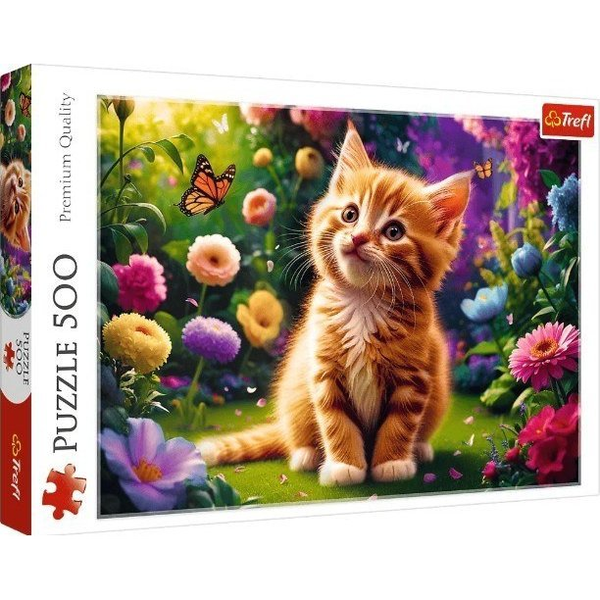 Пъзел 500 части Trefl Котка сред цветя