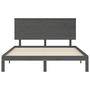 Cadru de pat cu tăblie, gri, king size, lemn masiv