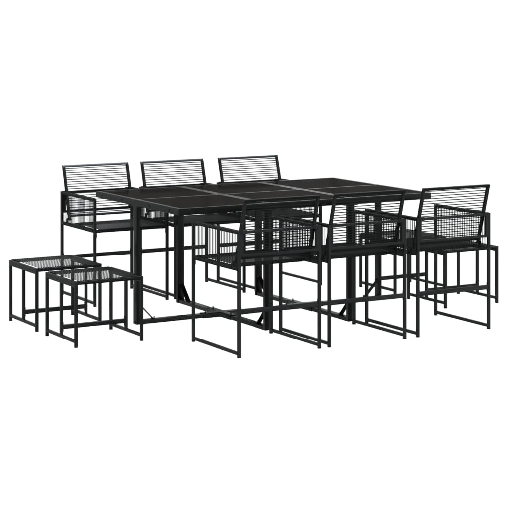 11 részes fekete polyrattan kerti étkezőgarnitúra (3295054)