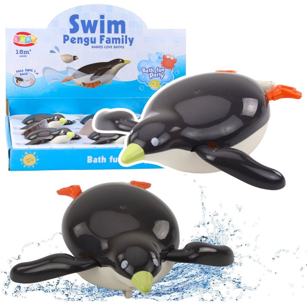 Pływający Pingwinek Nakręcany Do Kąpieli Zabawka Do Wody Szary 14,5 cm LEAN TOYS