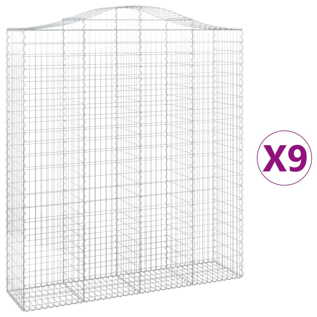 9 db íves horganyzott vas gabion kosár 200x50x220/240 cm (3145773)