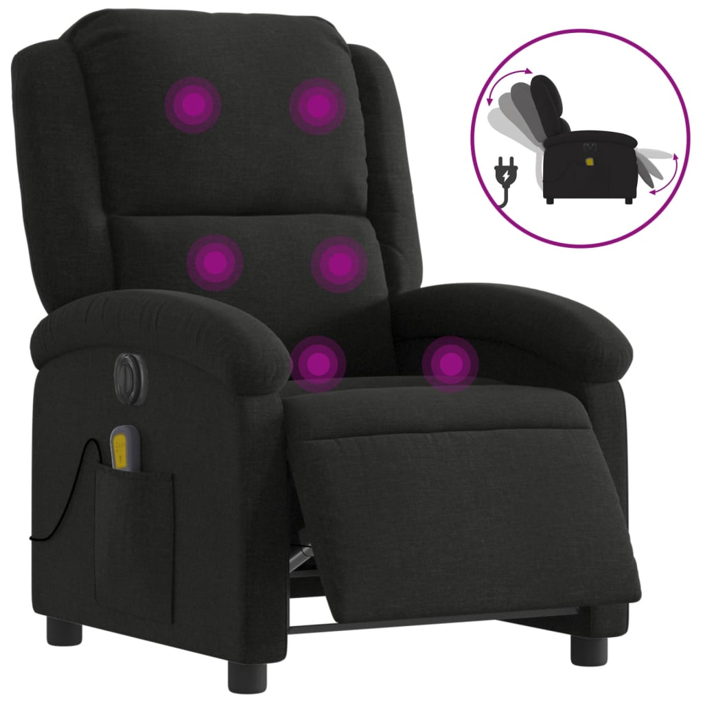 fekete szövet elektromos dönthető masszázsfotel (3204154)