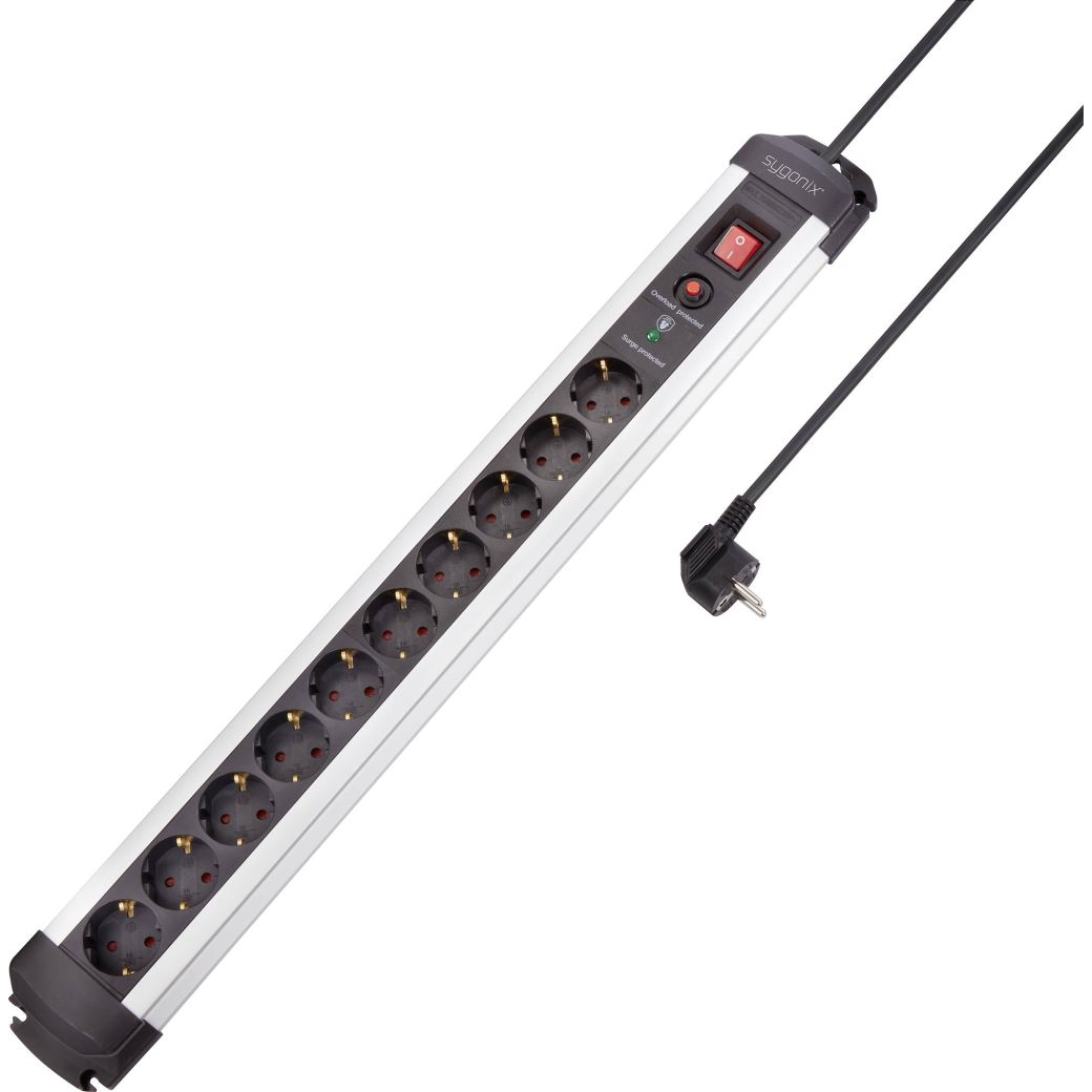 Sygonix SY-4755616 Túlfeszültség ellen védő elosztó Ezüst, Fekete Védőérintkezős 1,4m (SY-4755616)