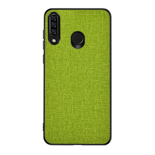 Műanyag telefonvédő (közepesen ütésálló, szilikon keret, textil hátlap) ZÖLD [Huawei Y6p] (5996457983773)