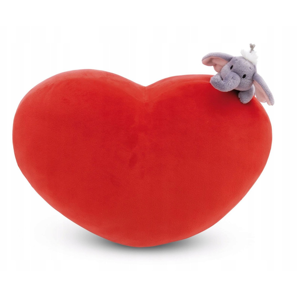 NICI 61491 Poduszka pluszowa w kształcie serca 42x27cm ze słonikiem Love 12cm