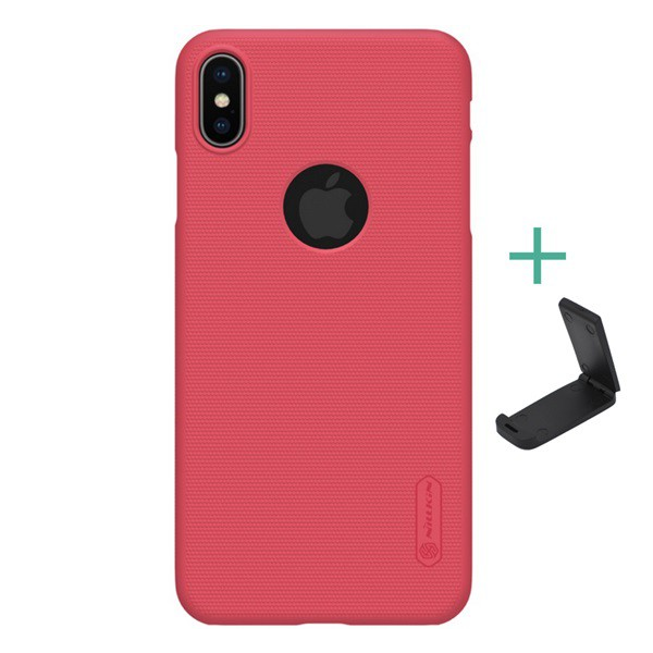 NILLKIN SUPER FROSTED műanyag telefonvédő (gumírozott, érdes felület, logo kivágás + asztali tartó) PIROS [Apple iPhone XS Max 6.5] (5996457808786)