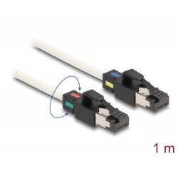 Delock RJ45 apa - apa Cat.6A S/FTP hálózati kábel változtatható színű csatlakozókkal 1m fehér (80169) (delock80169)