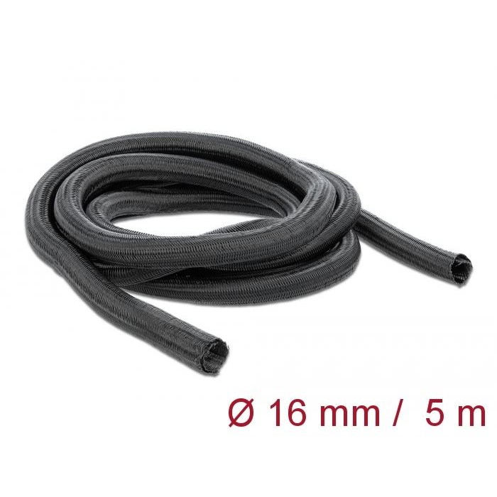 Delock fonott kábelharisnya önzáródó 5m x 16mm fekete (18910) (Delock18910)