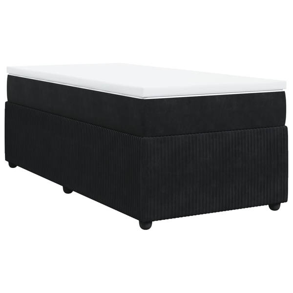 Pat box spring cu saltea, negru, 90x190 cm, catifea