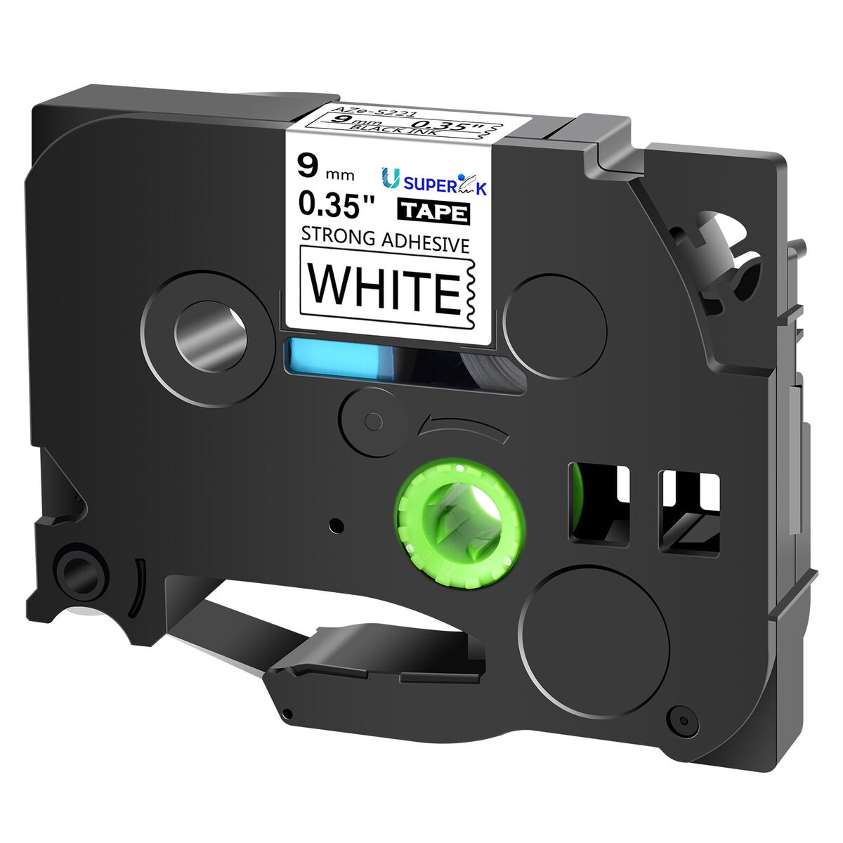 White Box (Brother TZE-S221) 9mm / 8m Feliratozógép szalag - Fehér alapon fekete (TZeS221FUIK)
