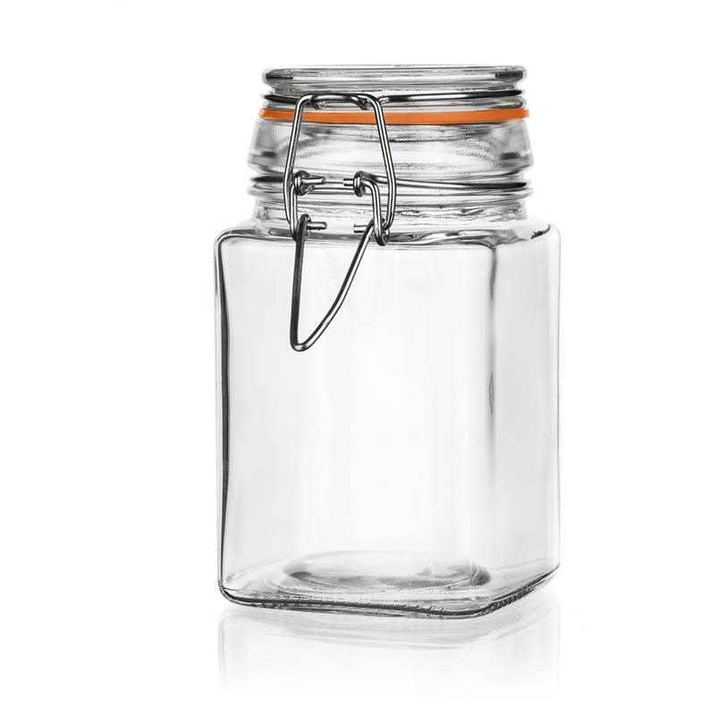 BANQUET LINA Tárolóüveg, hermetikus, szögletes, 260 ml, narancsszín (A25992)