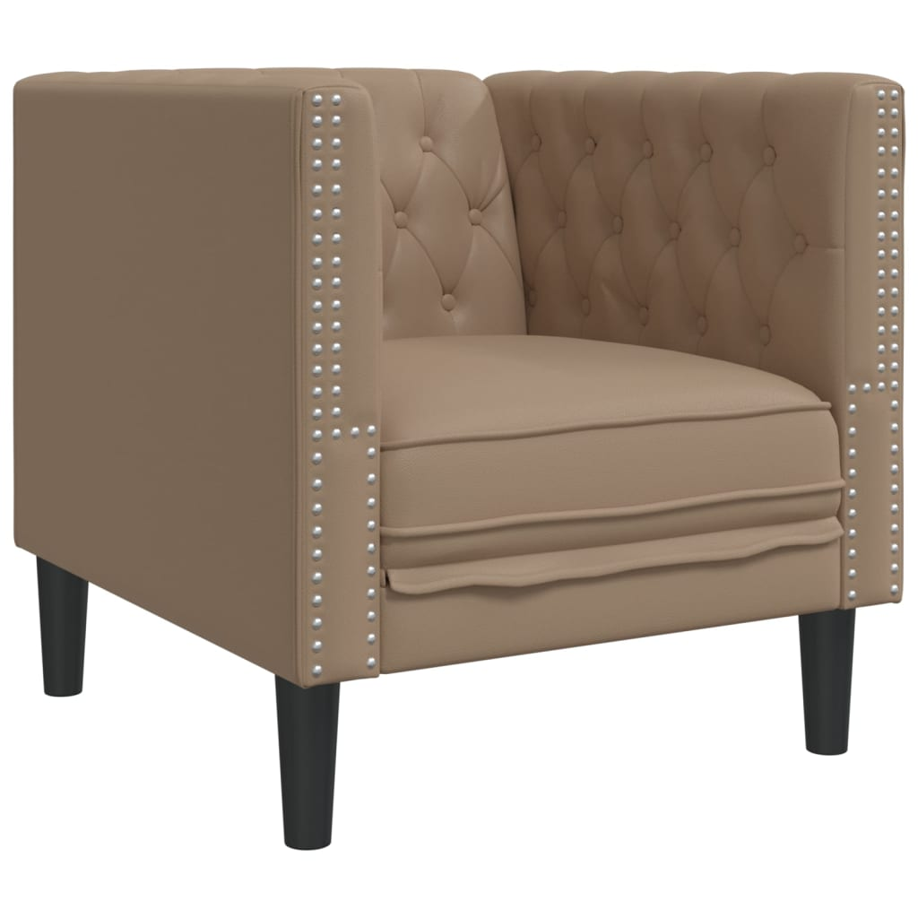 kávészínű műbőr Chesterfield kanapéfotel (372657)