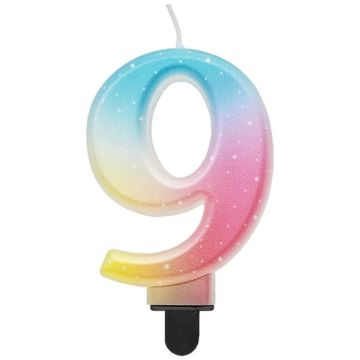 Godan Beauty and Charm: Szivárvány színű pasztell számgyertya - 9 (SF-OPA9) (SF-OPA9)