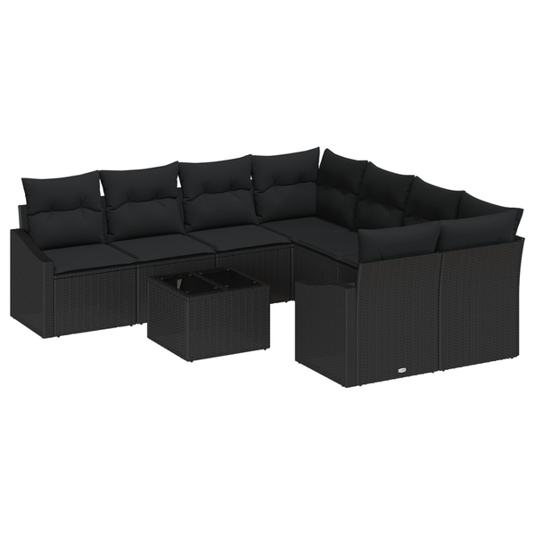 Set De Sofá De Jardín Conjunto De 9 Negro V6031 Unico / Negro