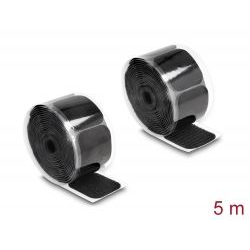 Delock öntapadós, tépőzáras párna-tekercs 5m fekete (19108) (delock19108)
