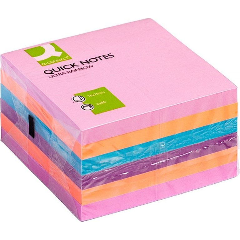 Q-CONNECT 76 x 76 mm, 6 x 75 kártya, vegyes színek (KF02515)