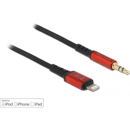 Delock Audió kábel 8 tűs Lightning apa - sztereo jack apa 3.5 mm 3 tűs, 1,5 m (86587)