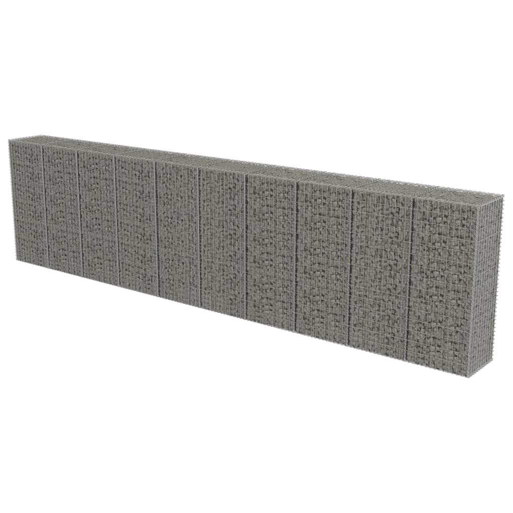 horganyzott acél gabion fal fedéllel 600 x 50 x 150 cm (143582)