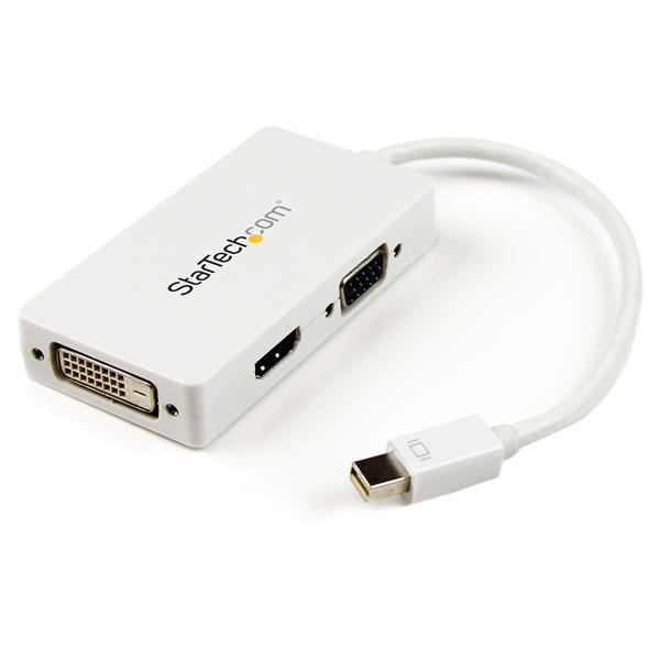 StarTech.com MDP2VGDVHDW videokabel adapter 0,15 m Mini DisplayPort DVI-D + VGA (D-Sub) + HDMI Hvid