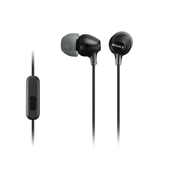 Sony fülhallgató SZTEREO (3.5mm jack, mikrofon, felvevő gomb) FEKETE (MDR-EX15AP_B)