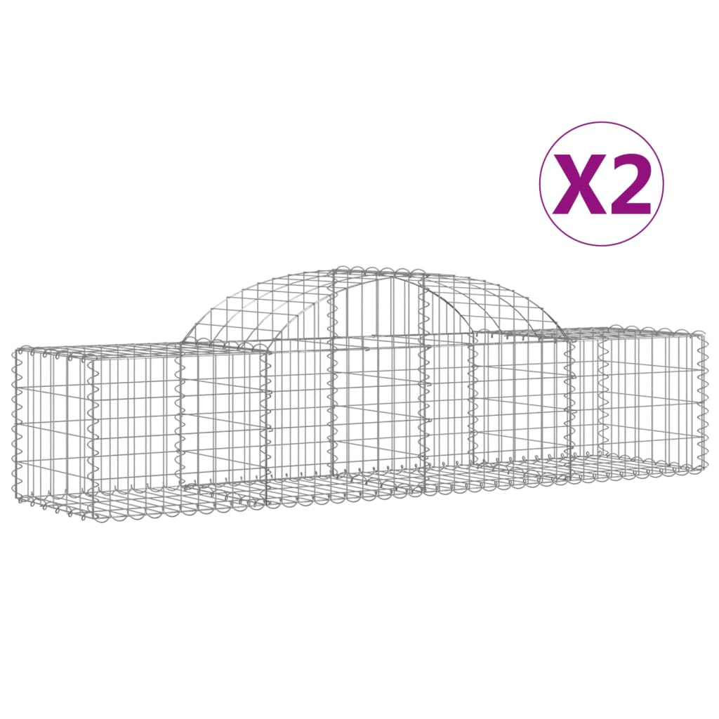 2 db íves horganyzott vas gabion kosár 200x50x40/60 cm (3146257)