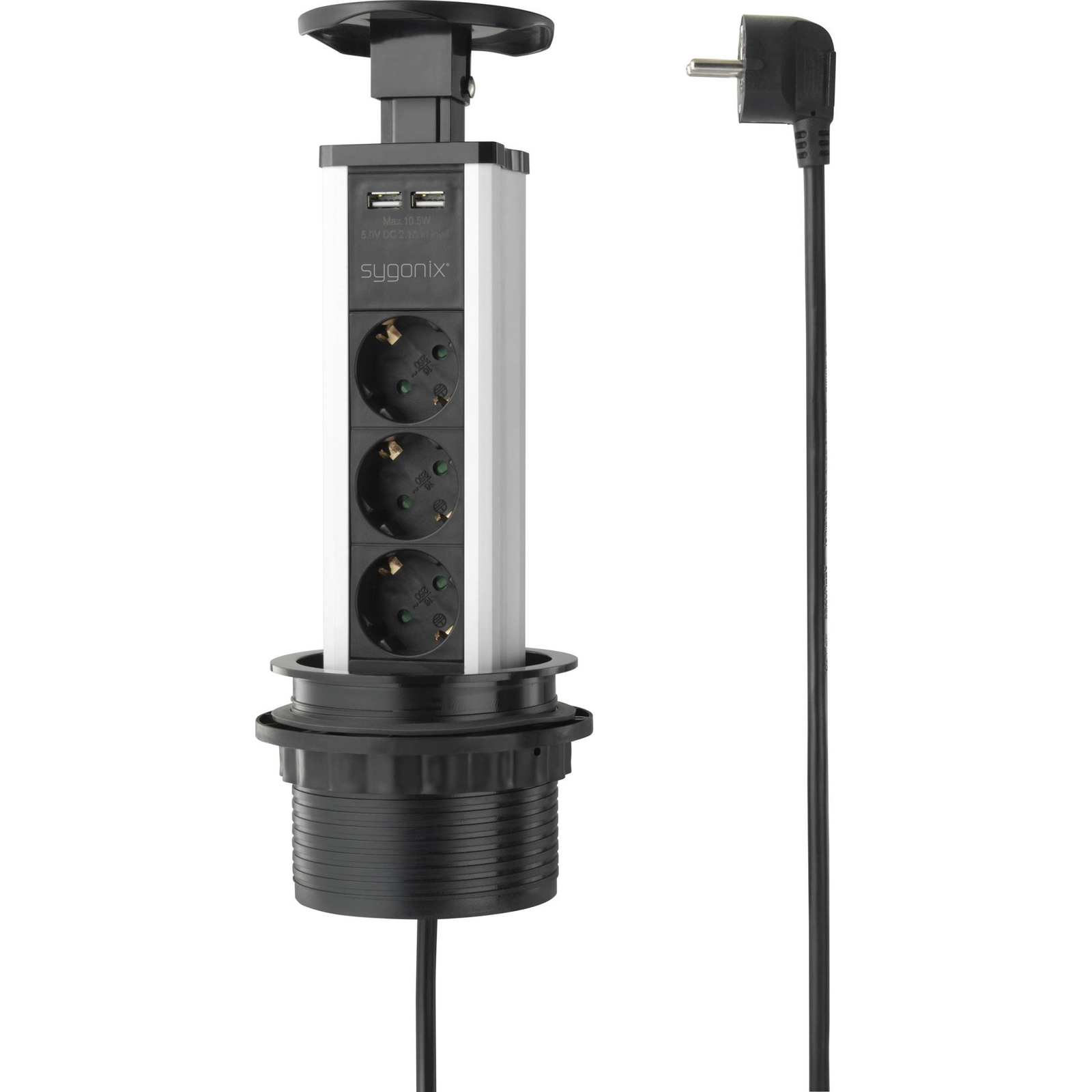 Sygonix SY-4737794 Elosztó torony Fekete, Ezüst Védőérintkezős 1,5m (SY-4737794)