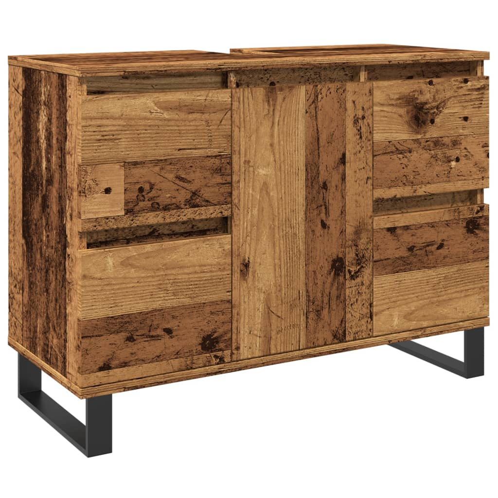 antik fa színű szerelt fa mosdószekrény 80 x 33 x 60 cm (857238)