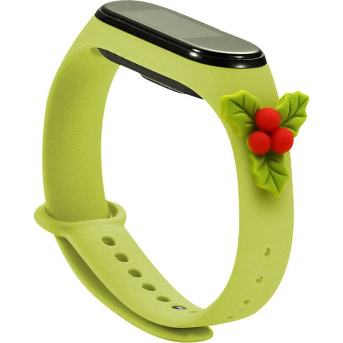 Hurtel Strap XMAS Csereszíj Xiaomi Mi Band 6/5 Karácsonyi Zöld Fagyöngy (2946)