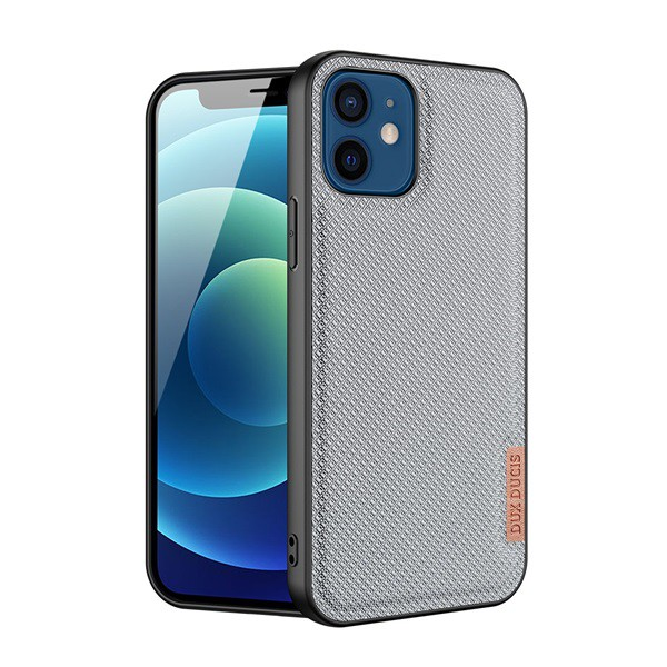 DUX DUCIS FINO szilikon telefonvédő (műanyag belső, közepesen ütésálló, rács minta) SZÜRKE [Apple iPhone 12 mini] (5996591035116)