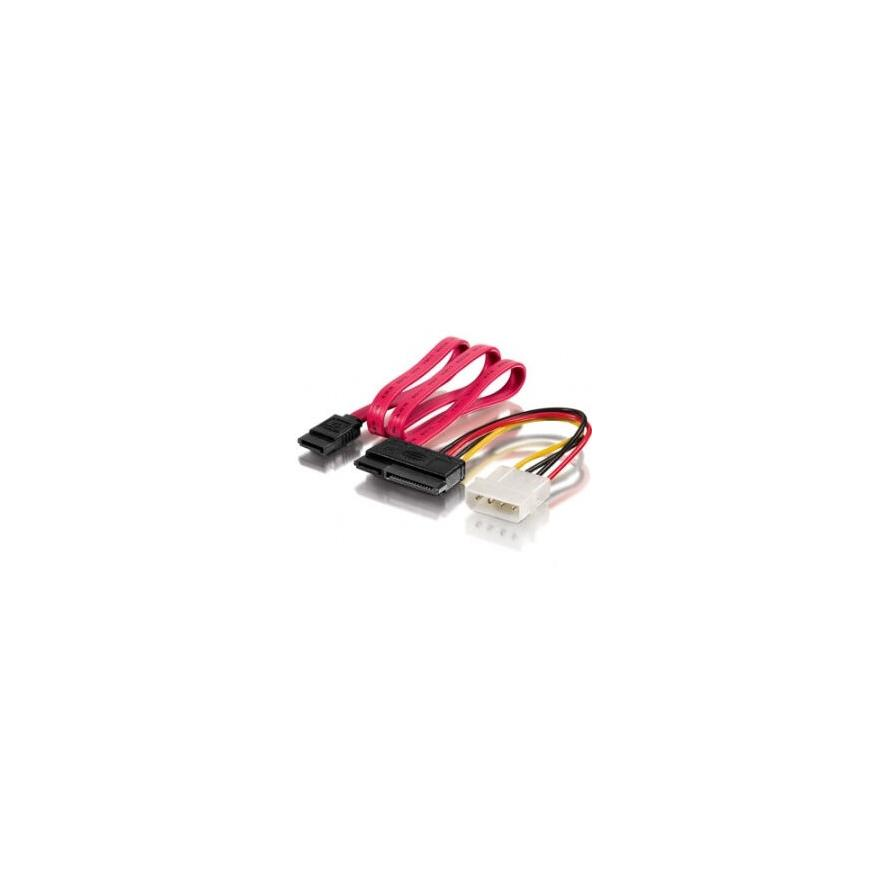 Equip Stromkabel SATA 15+7pol Bu > 4pin+SATA 7pin St/B Polybeutel (112054)