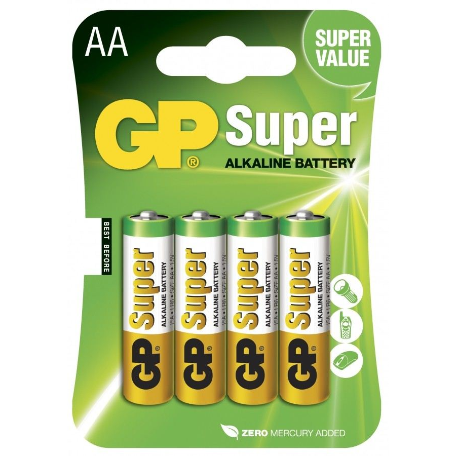 GP 1.5V Super alkáli 15A ceruza (AA) elem (4db/blister) (GP15A-BL4) (GP15A-BL4)