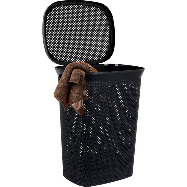 Plastična košara za perilo, črna, 60 l