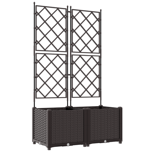 Ghiveci de grădină cu zăbrele 2 buc Maro 80x40x143 cm