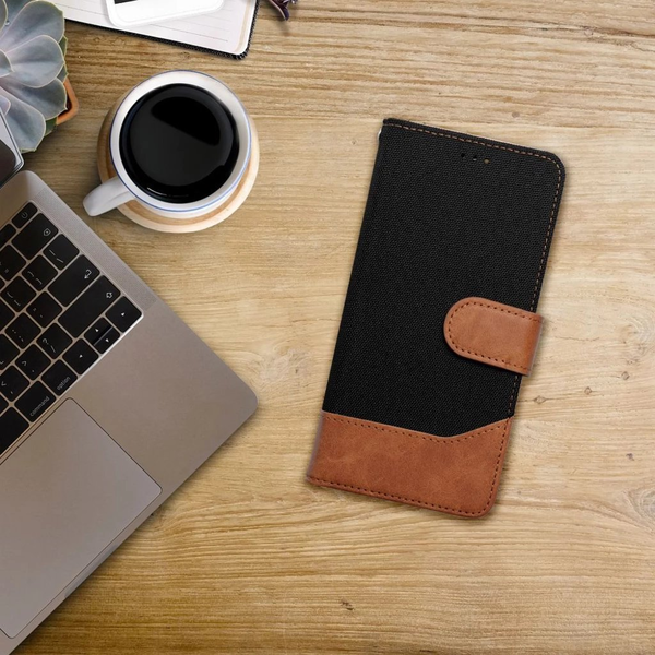 ZONE Jeans Book oldalra nyitható tok Xiaomi Redmi Note 14 4G (Global) fekete