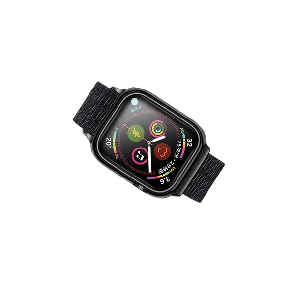 USAMS Apple Watch 4/5/6/7/SE/SE3 készülékhez 40/41mm fekete szíj tokkal ZB73IW1 (US-ZB073)