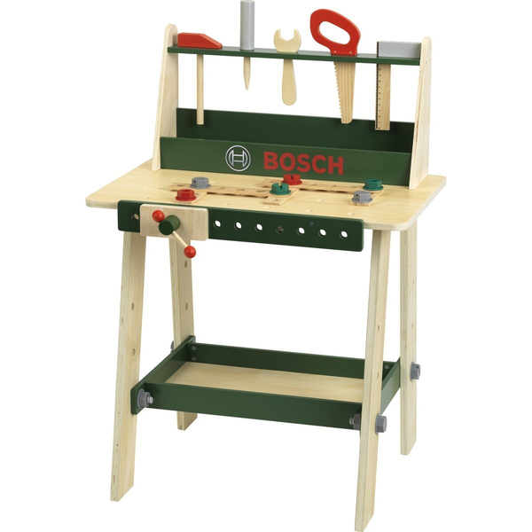 KLEIN TOYS Bosch fa munkapad fenyőfából - közepes méret gyermek szerszámokkal 8169