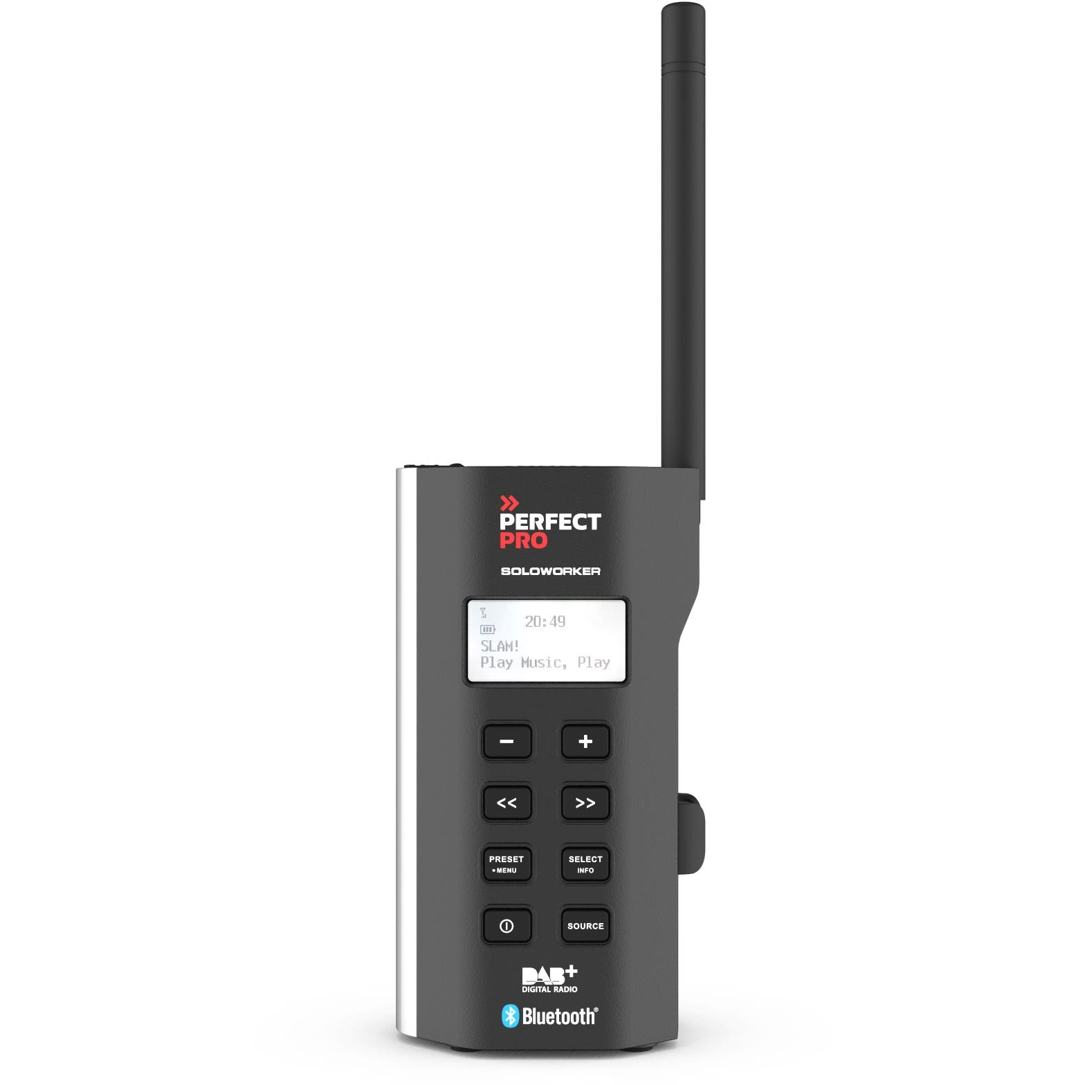 PerfectPro SOLOWORKER Építkezési rádió DAB+, URH AUX, Bluetooth®, DAB+, URH ütésálló Fekete ( )