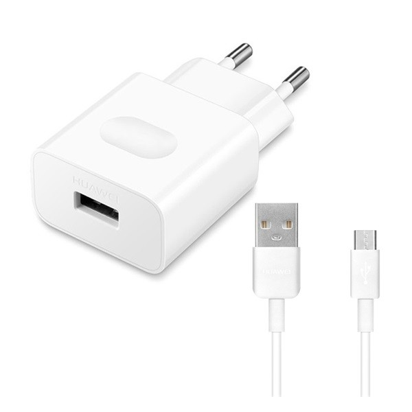 Зарядно за телефон Huawei, MicroUSB, 9V, 2A, Включен кабел за данни, Бяло