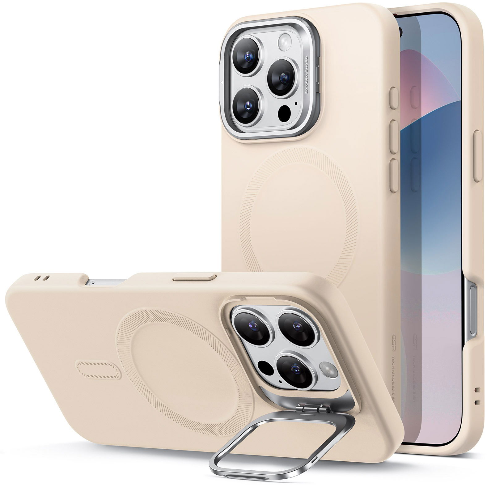 ESR Cloud Soft Case with Stash Stand (HaloLock) iPhone 16 Pro Light Tan tok (1A7860101)