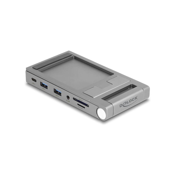 Delock táblagép és notebook dokkoló állomás 4K beépített tartóval - HDMI / USB / Hub / SD / Micro SD / PD 3.0 - összecsu