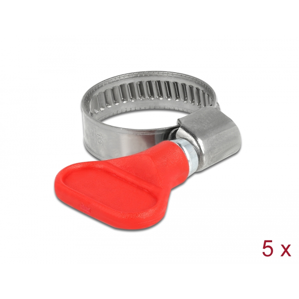 Delock Tömlőbilincs pillangó fogantyúval rozsdamentes acél 400 SS 16 - 25 mm 5 db. piros