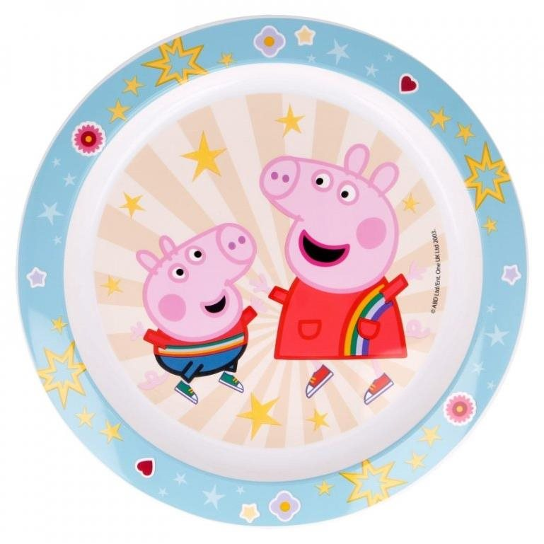 ALUM Peppa malac műanyag tányér, Kindness Counts, kék-fehér (41247)