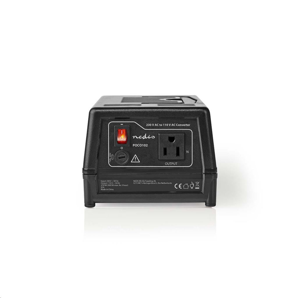 Nedis POCO102 áramátalakító 230 V AC - 110V AC 300W földelt USA kimenet (POCO102)