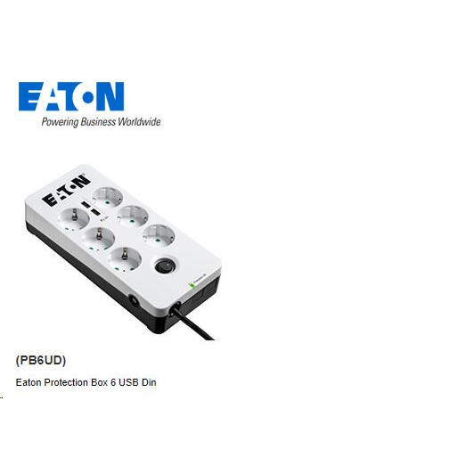 Eaton PB6UD ProtectionBox 6, 6×DIN túlfesz-védő aljzat + 2xUSB (PB6UD)