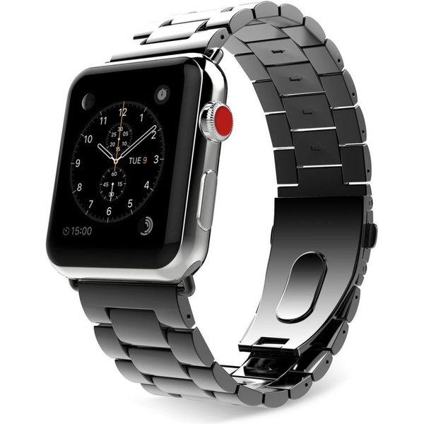 Apple Watch 4-6, SE, SE (2022), SE (2025) (42 / 44 mm) / Watch 7-9 (45 mm) / Watch 10-11 (46 mm) / Watch Ultra 1-3 (49 mm), fém pótszíj, TP Stainless, fekete