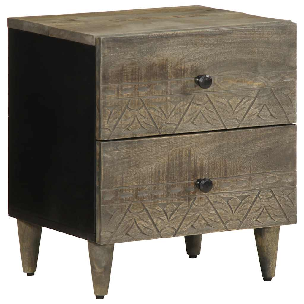 2 db világosszürke tömör mangófa éjjeliszekrény 40 x 33 x 46 cm (4017791)