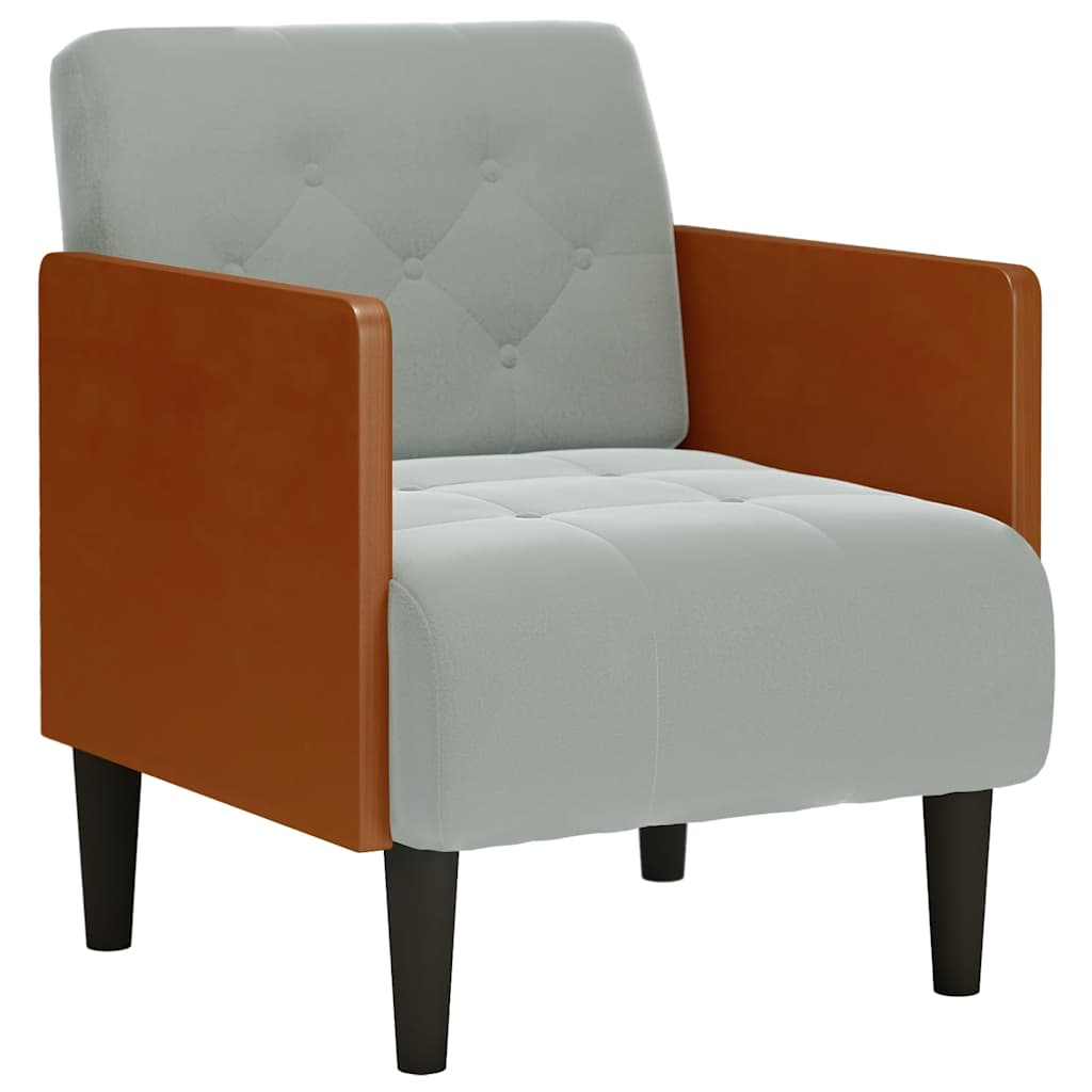 világosszürke bársony kanapészék karfás szék 55 cm (4100595)