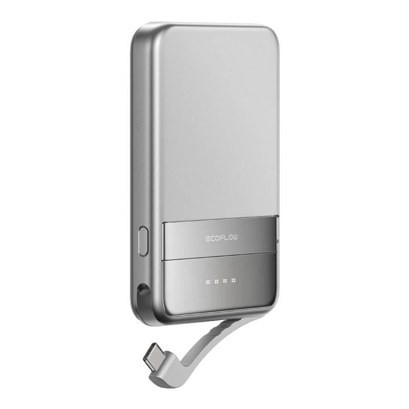 EcoFlow RAPID Mágneses PowerBank integrált kábellel USB-C + Type-C / 50000mAh 30W - Ezüst (EF-RAPID5000-EU)